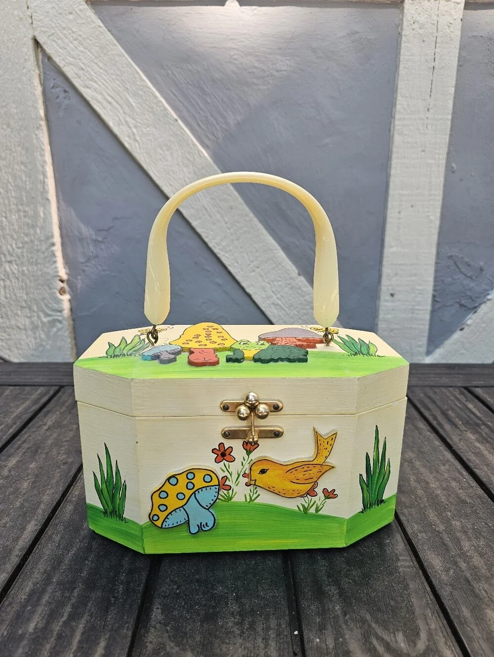 Billie Ross of Palm Beach -Hand-Painted Wooden Box Bag